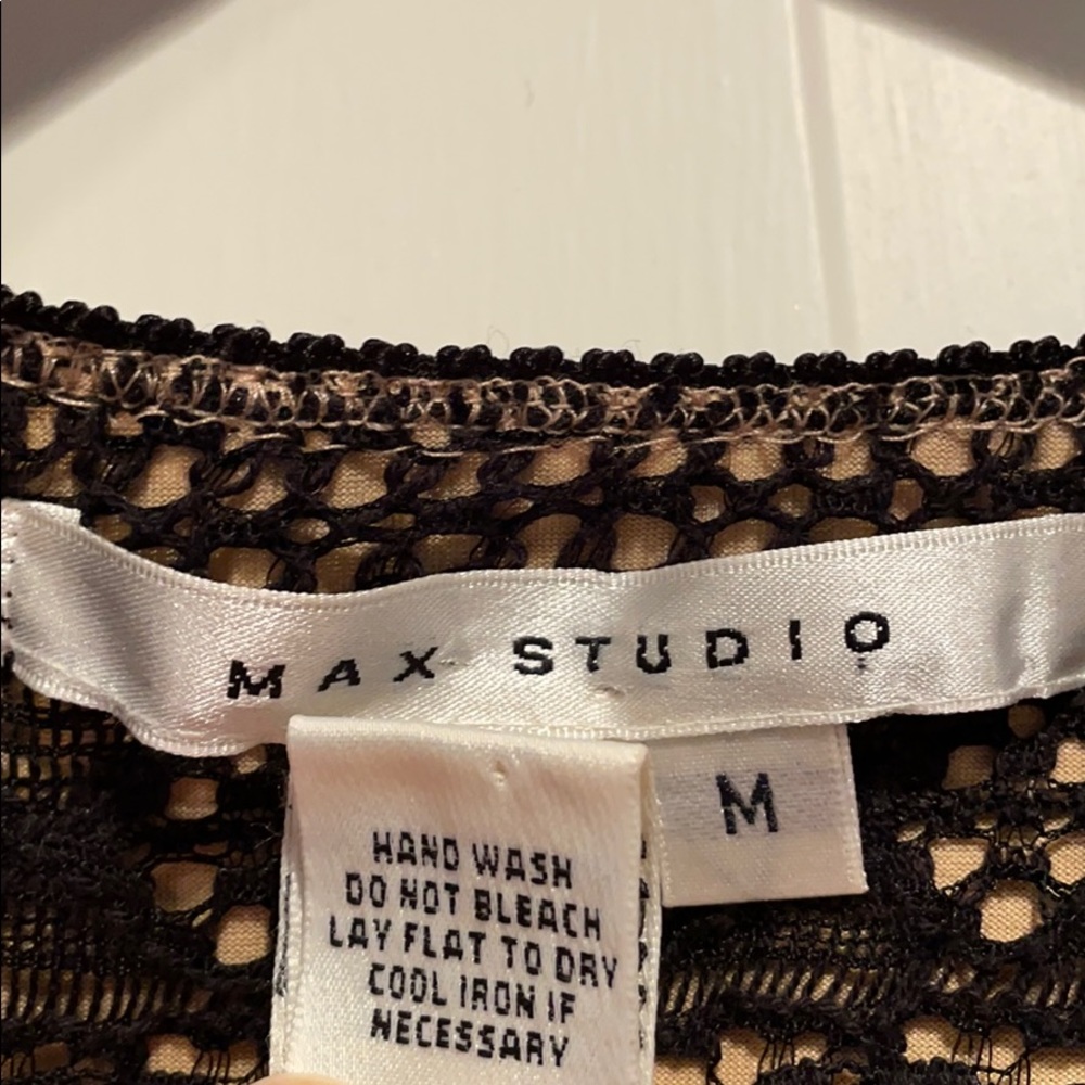 Max Studio V-neck Black Lace Dress w/ Nude Lining - Picture 6 of 10
